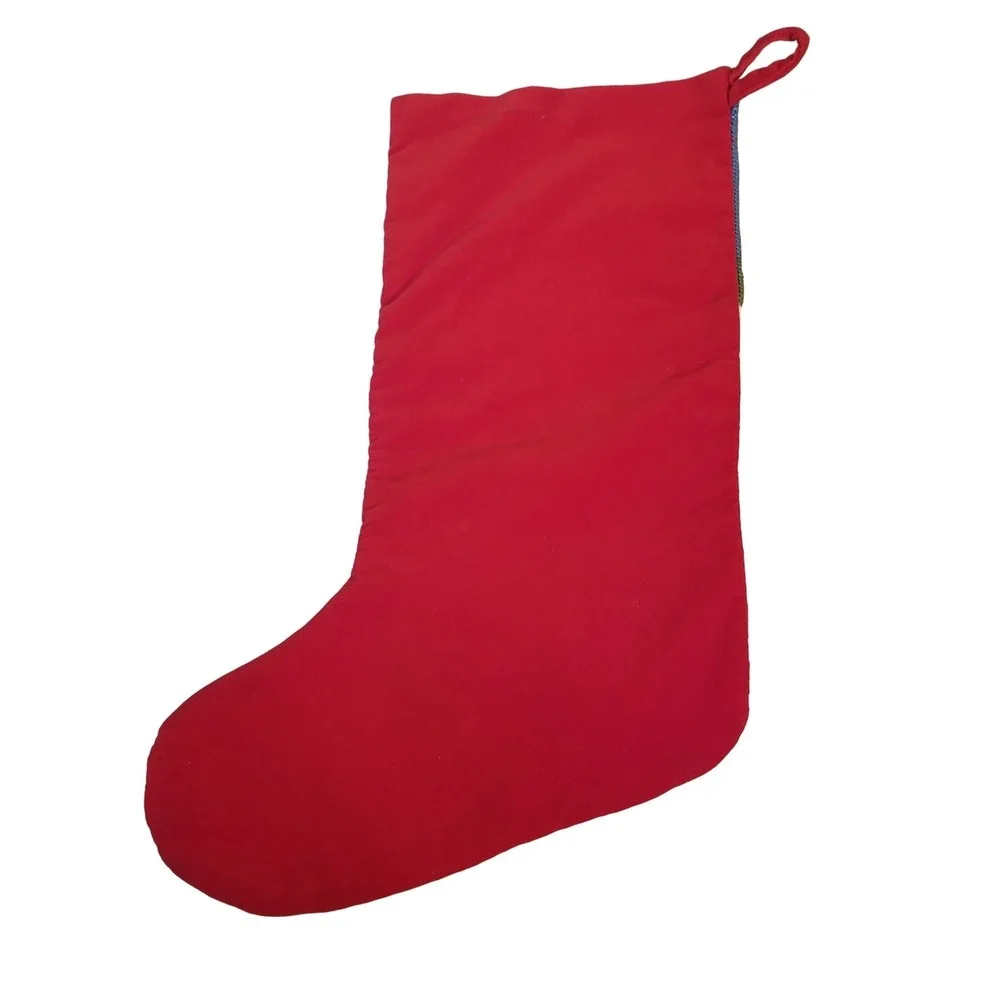 Needlepoint Christmas Stocking Santa Winter Snow Gifts Holiday‎ Decor Retro